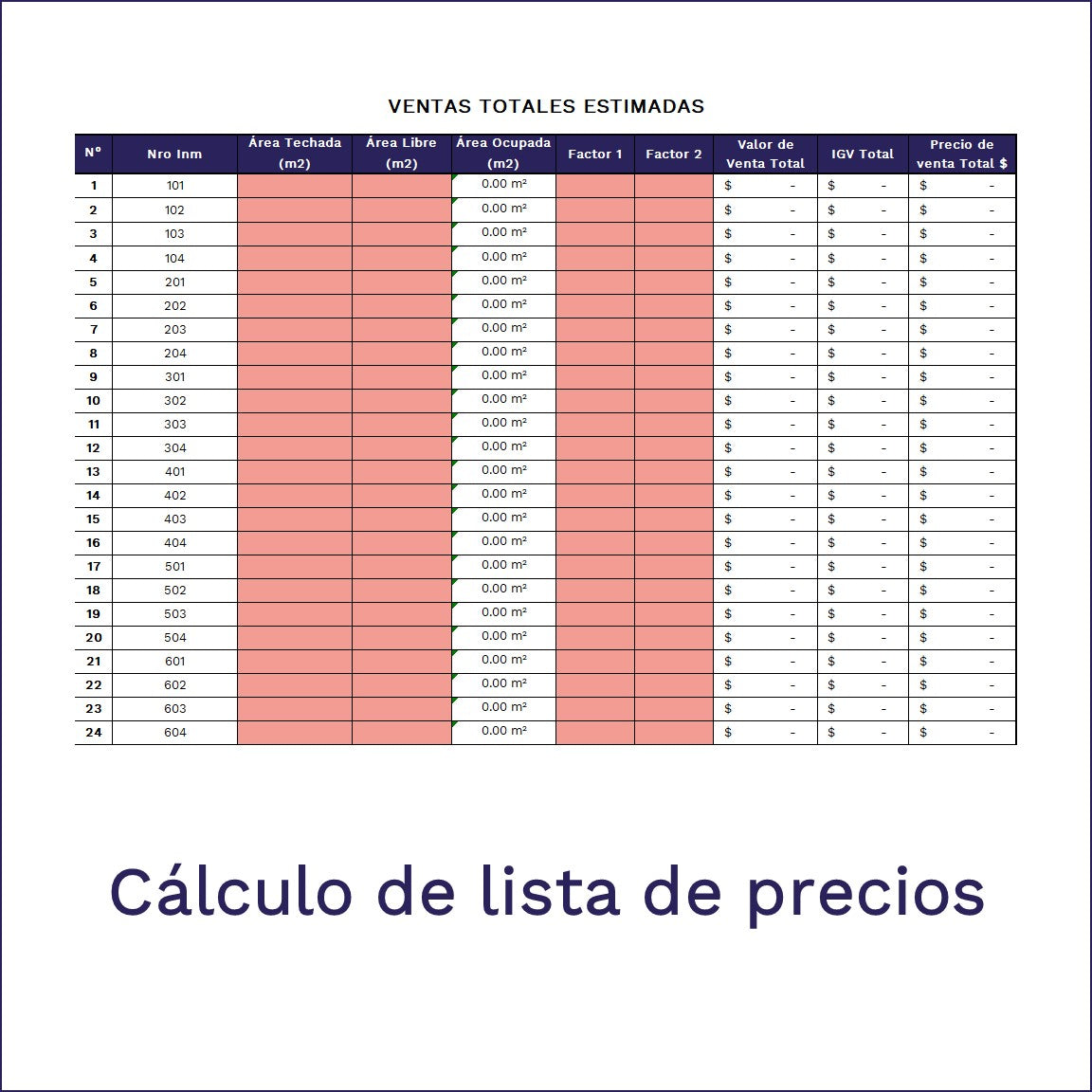 Plantilla Lista de Precios